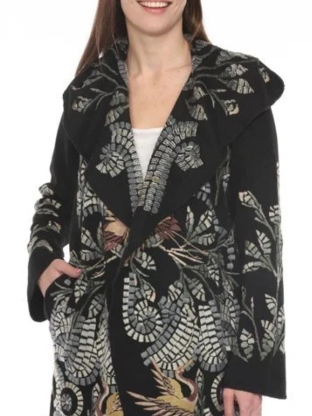 New Sz L Johnny Was Biya Ruth Embroidered Cardigan